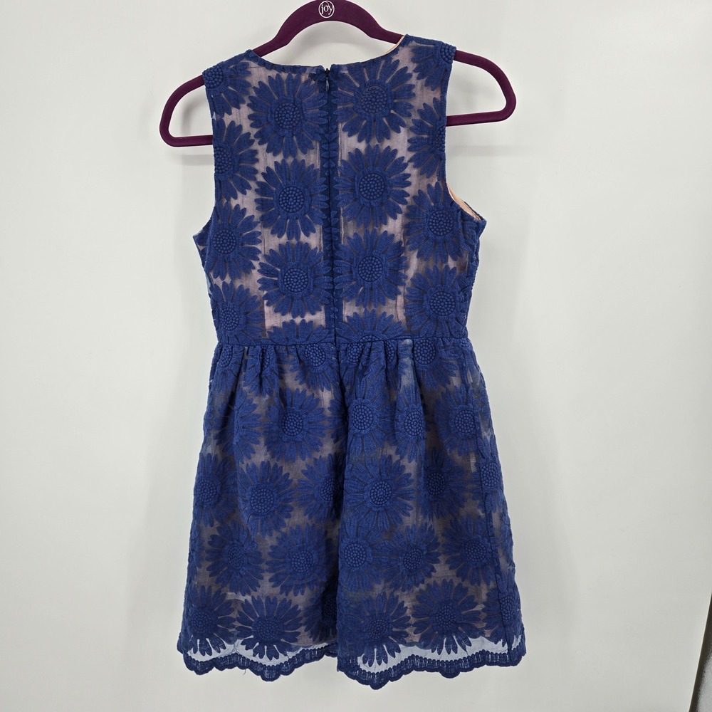 Ellison Dress M Blue Floral Lace Fit & Flare Anthropologie Style Kentucky Durby - Picture 3 of 10